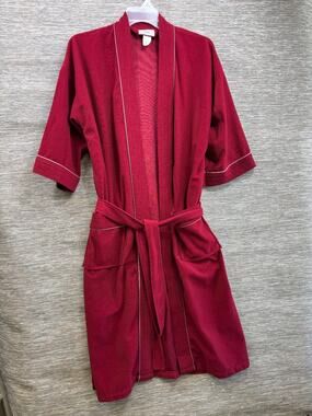 Bill Blass Robe Mens One Size Red 3/4 Sleeve Belted
